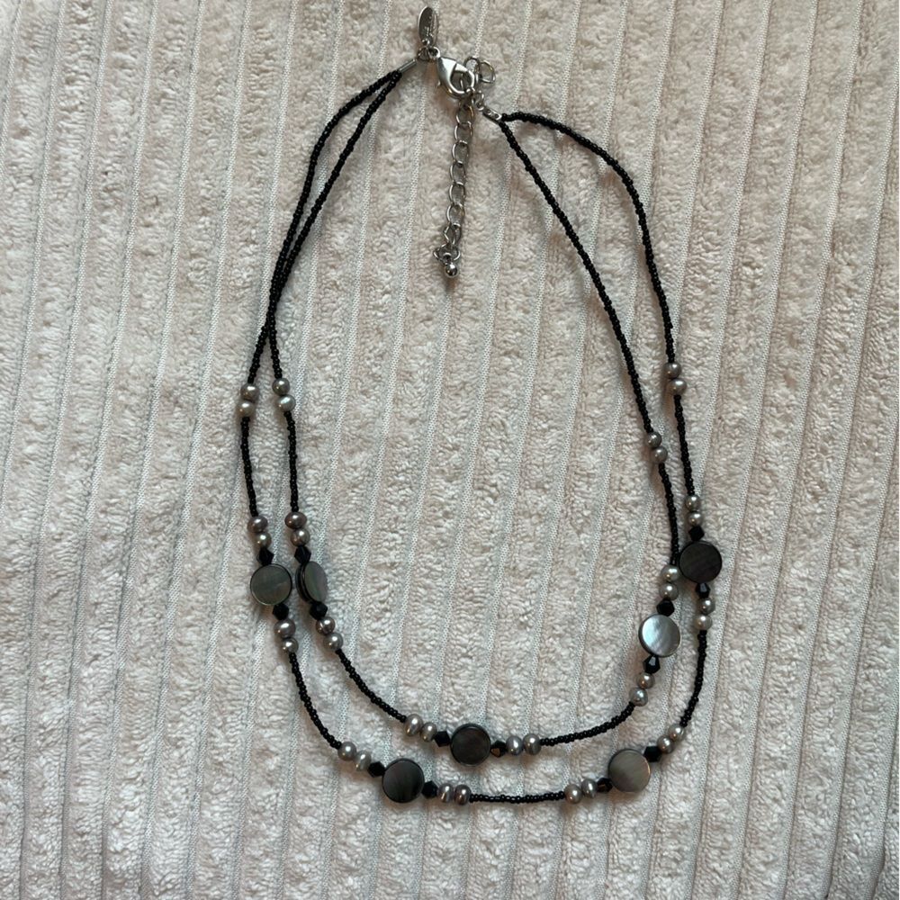 Lia Sophia double strand abalone and pearl necklace